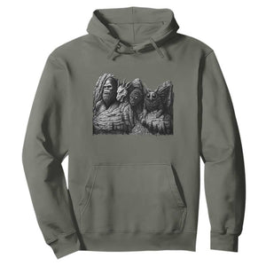 Cryptid Mount Rushmore Hoodie Bigfoot Mothman Jersey Devil Chupacabra TS12 Military Green Print Your Wear