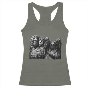 Cryptid Mount Rushmore Racerback Tank Top Bigfoot Mothman Jersey Devil Chupacabra TS12 Military Green Print Your Wear