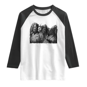 Cryptid Mount Rushmore Raglan Shirt Bigfoot Mothman Jersey Devil Chupacabra TS12 White Black Print Your Wear