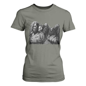 Cryptid Mount Rushmore T Shirt For Women Bigfoot Mothman Jersey Devil Chupacabra TS12 Military Green Print Your Wear