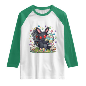 Funny Mothman Easter Bunny Ears Raglan Shirt Cryptid Lover Gift TS12 White Kelly Green Print Your Wear