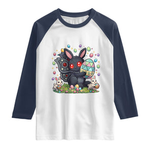 Funny Mothman Easter Bunny Ears Raglan Shirt Cryptid Lover Gift TS12 White Navy Print Your Wear