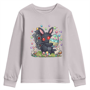 Funny Mothman Easter Bunny Ears Youth Sweatshirt Cryptid Lover Gift TS12 Ice Gray Print Your Wear