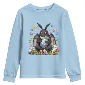 Mothman Easter Bunny Youth Sweatshirt Funny West Virginia Cryptid Lover Gift TS12 Light Blue Print Your Wear