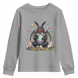 Mothman Easter Bunny Youth Sweatshirt Funny West Virginia Cryptid Lover Gift TS12 Sport Gray Print Your Wear