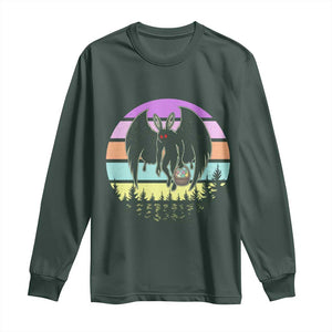 Retro Sunset Mothman Easter Egg Hunt Long Sleeve Shirt Cryptid Lover Gift TS12 Dark Forest Green Print Your Wear