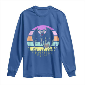 Retro Sunset Mothman Easter Egg Hunt Long Sleeve Shirt Cryptid Lover Gift TS12 Royal Blue Print Your Wear