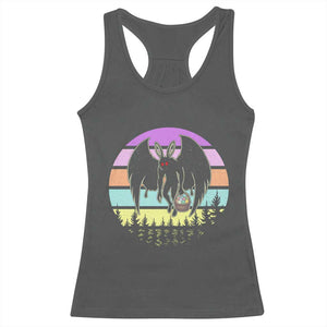 Retro Sunset Mothman Easter Egg Hunt Racerback Tank Top Cryptid Lover Gift TS12 Dark Heather Print Your Wear