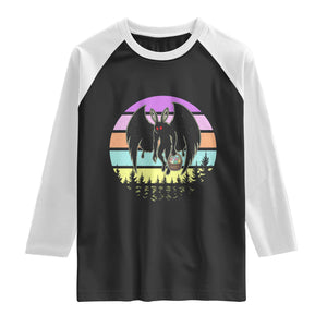 Retro Sunset Mothman Easter Egg Hunt Raglan Shirt Cryptid Lover Gift TS12 Black White Print Your Wear