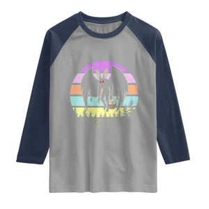Retro Sunset Mothman Easter Egg Hunt Raglan Shirt Cryptid Lover Gift TS12 Sport Gray Navy Print Your Wear