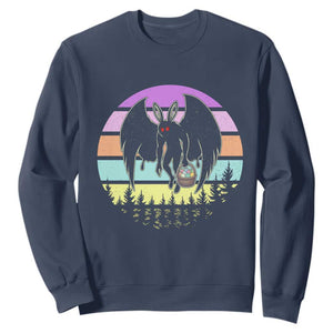 Retro Sunset Mothman Easter Egg Hunt Sweatshirt Cryptid Lover Gift TS12 Navy Print Your Wear