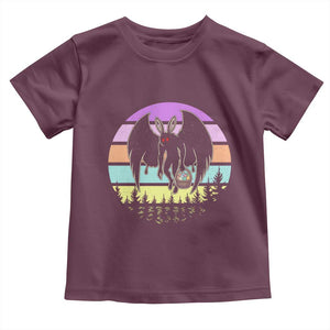 Retro Sunset Mothman Easter Egg Hunt Toddler T Shirt Cryptid Lover Gift TS12 Maroon Print Your Wear