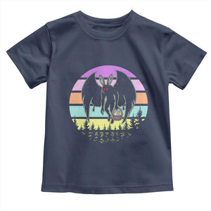 Retro Sunset Mothman Easter Egg Hunt Toddler T Shirt Cryptid Lover Gift TS12 Navy Print Your Wear