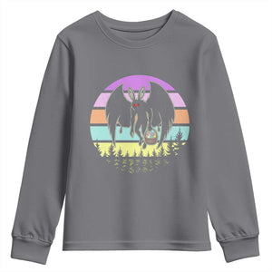 Retro Sunset Mothman Easter Egg Hunt Youth Sweatshirt Cryptid Lover Gift TS12 Charcoal Print Your Wear