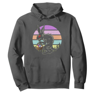 Retro Sunset Chupacabra Easter Egg Hunt Hoodie Cryptid Lover Gift TS12 Dark Heather Print Your Wear