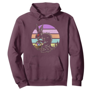 Retro Sunset Chupacabra Easter Egg Hunt Hoodie Cryptid Lover Gift TS12 Maroon Print Your Wear