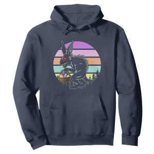 Retro Sunset Chupacabra Easter Egg Hunt Hoodie Cryptid Lover Gift TS12 Navy Print Your Wear