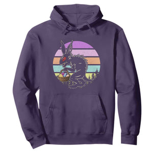 Retro Sunset Chupacabra Easter Egg Hunt Hoodie Cryptid Lover Gift TS12 Purple Print Your Wear