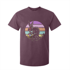 Retro Sunset Chupacabra Easter Egg Hunt T Shirt For Kid Cryptid Lover Gift TS12 Maroon Print Your Wear