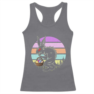 Retro Sunset Chupacabra Easter Egg Hunt Racerback Tank Top Cryptid Lover Gift TS12 Charcoal Print Your Wear