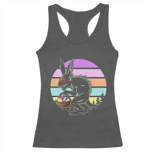 Retro Sunset Chupacabra Easter Egg Hunt Racerback Tank Top Cryptid Lover Gift TS12 Dark Heather Print Your Wear