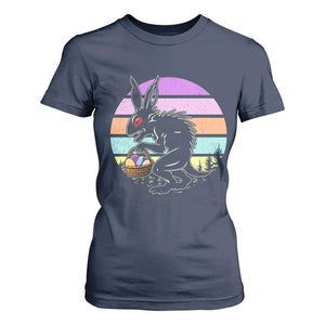 Retro Sunset Chupacabra Easter Egg Hunt T Shirt For Women Cryptid Lover Gift TS12 Navy Print Your Wear
