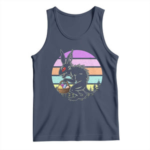 Retro Sunset Chupacabra Easter Egg Hunt Tank Top Cryptid Lover Gift TS12 Navy Print Your Wear