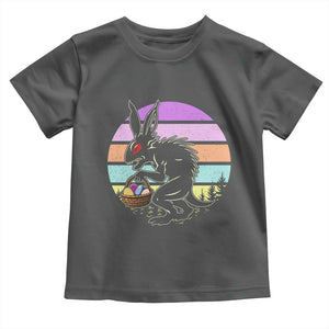Retro Sunset Chupacabra Easter Egg Hunt Toddler T Shirt Cryptid Lover Gift TS12 Dark Heather Print Your Wear
