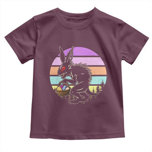 Retro Sunset Chupacabra Easter Egg Hunt Toddler T Shirt Cryptid Lover Gift TS12 Maroon Print Your Wear