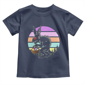 Retro Sunset Chupacabra Easter Egg Hunt Toddler T Shirt Cryptid Lover Gift TS12 Navy Print Your Wear