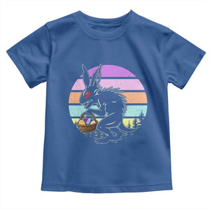 Retro Sunset Chupacabra Easter Egg Hunt Toddler T Shirt Cryptid Lover Gift TS12 Royal Blue Print Your Wear