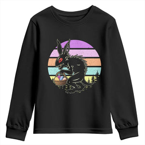 Retro Sunset Chupacabra Easter Egg Hunt Youth Sweatshirt Cryptid Lover Gift TS12 Black Print Your Wear