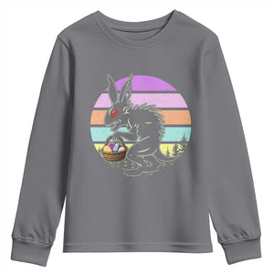 Retro Sunset Chupacabra Easter Egg Hunt Youth Sweatshirt Cryptid Lover Gift TS12 Charcoal Print Your Wear