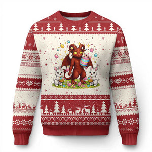 Jersey Devil Easter Egg Hunt Ugly Christmas Sweater Funny Pine Barrens Folklore Gift TS12 Beige Red Print Your Wear