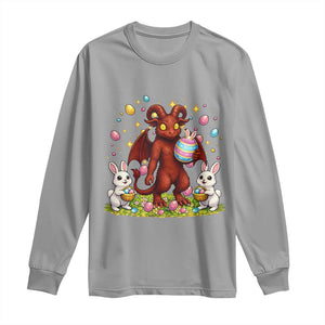 Jersey Devil Easter Egg Hunt Long Sleeve Shirt Funny Pine Barrens Folklore Gift TS12 Sport Gray Print Your Wear