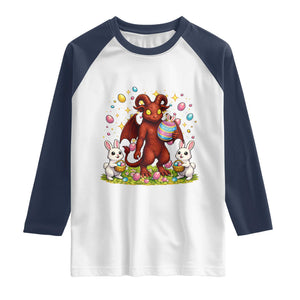 Jersey Devil Easter Egg Hunt Raglan Shirt Funny Pine Barrens Folklore Gift TS12 White Navy Print Your Wear