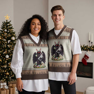 Funny Mothman Bunny Ears V-Neck Knit Sweater Vest Point Pleasant Cryptid Lover Gift TS12 Mocha Mousse Print Your Wear