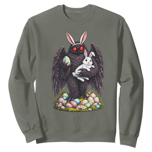 Funny Mothman Bunny Ears Sweatshirt Point Pleasant Cryptid Lover Gift TS12 Military Green Print Your Wear