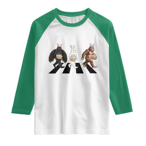Funny Easter Bunny Bigfoot Mothman Raglan Shirt Cryptid Lover Gift TS12 White Kelly Green Print Your Wear