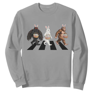 Funny Easter Bunny Bigfoot Mothman Sweatshirt Cryptid Lover Gift TS12 Sport Gray Print Your Wear