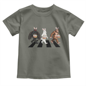 Funny Easter Bunny Bigfoot Mothman Toddler T Shirt Cryptid Lover Gift TS12 Military Green Print Your Wear