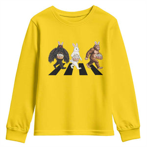 Funny Easter Bunny Bigfoot Mothman Youth Sweatshirt Cryptid Lover Gift TS12 Daisy Print Your Wear