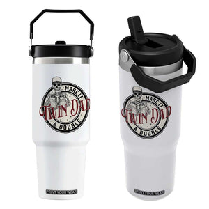 Funny Skeleton Twin Dad Make It A Double Flip Straw Tumbler Expecting Fathers Day Gift TS12 One Size: 30 oz White Print Your Wear