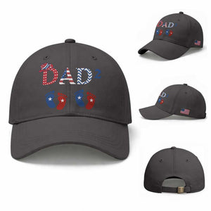Patriotic Twin Dad American Flag Baseball Cap Father Of Twins USA Gift TS12 Baseball Cap Universal Fit Dark Gray Print Your Wear