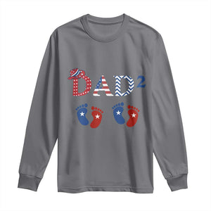 Patriotic Twin Dad American Flag Long Sleeve Shirt Father Of Twins USA Gift TS12 Charcoal Print Your Wear