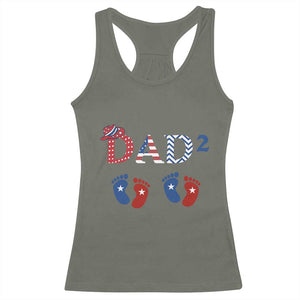 Patriotic Twin Dad American Flag Racerback Tank Top Father Of Twins USA Gift TS12 Military Green Print Your Wear