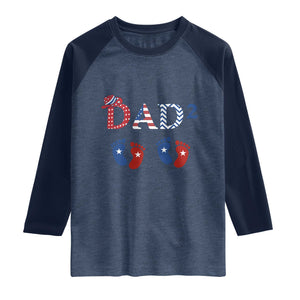Patriotic Twin Dad American Flag Raglan Shirt Father Of Twins USA Gift