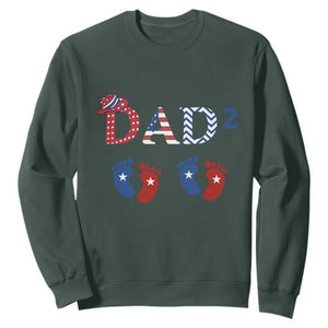 Patriotic Twin Dad American Flag Sweatshirt Father Of Twins USA Gift TS12 Dark Forest Green Print Your Wear