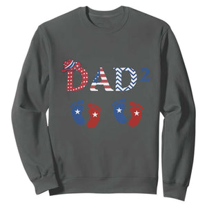 Patriotic Twin Dad American Flag Sweatshirt Father Of Twins USA Gift TS12 Dark Heather Print Your Wear