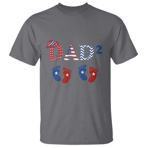 Patriotic Twin Dad American Flag T Shirt Father Of Twins USA Gift TS12 Charcoal Print Your Wear
